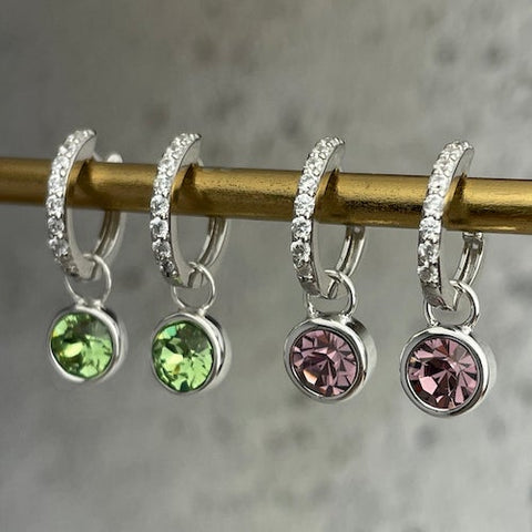 Birthstone Crystal Huggies Earrings