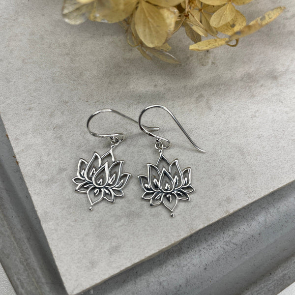 Silver Lotus Earrings Earrings Secret Halo