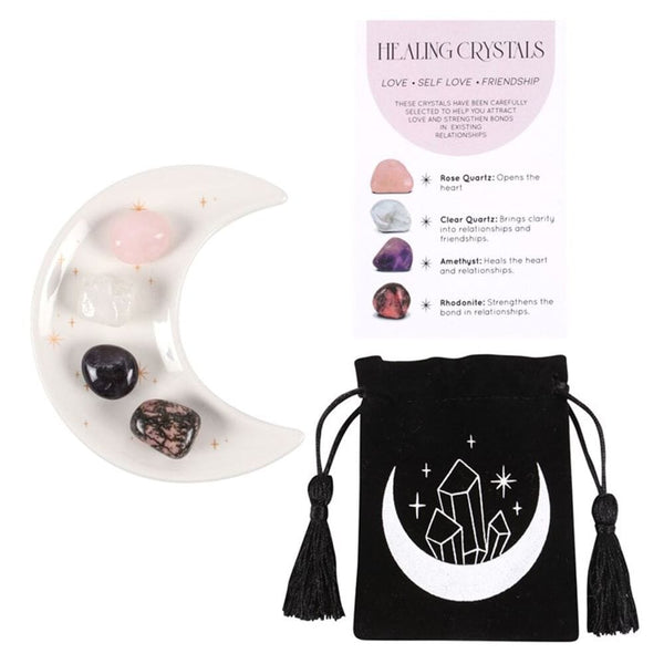 Love Healing Crystal Set with Moon Trinket Dish N/A 
