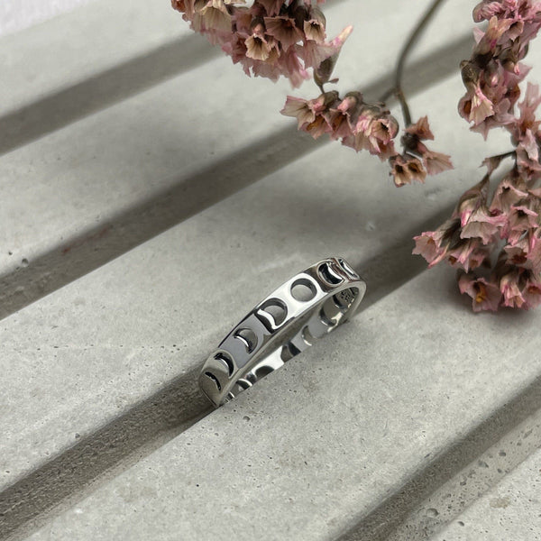 Moon Phases Ring Rings Secret Halo Silver UK J1/2