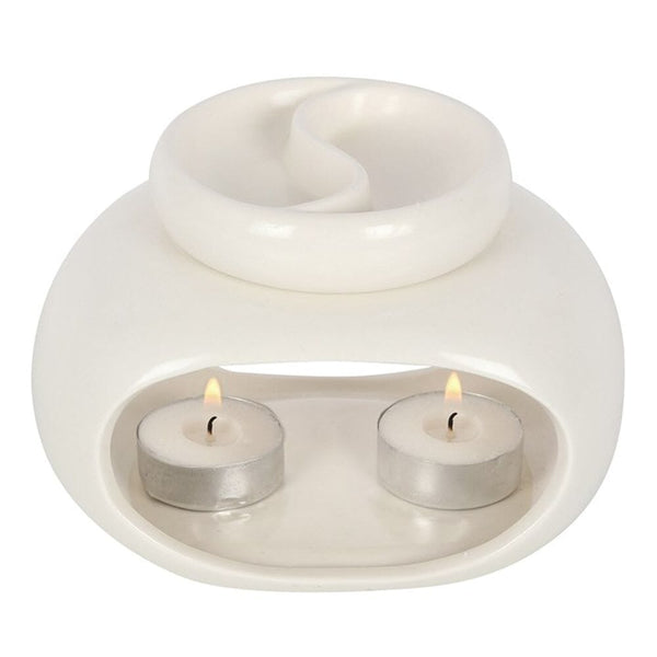 Off White Double Oil Burner Candle Holders N/A 
