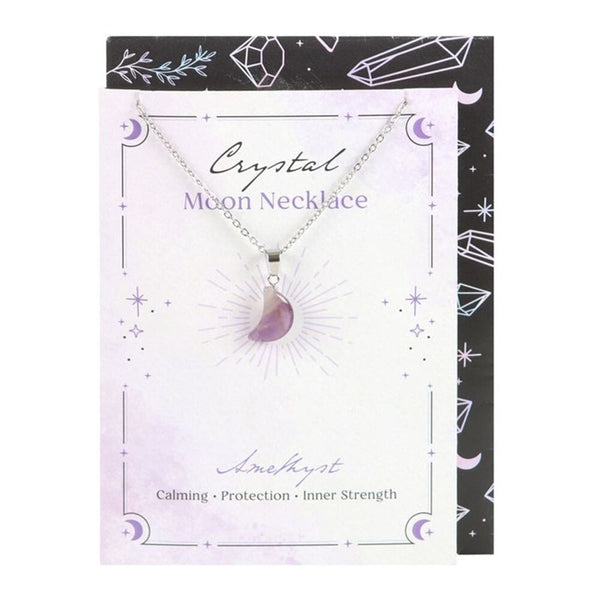 Amethyst Crystal Moon Necklace on Greeting Card Necklaces & Pendants Secret Halo 