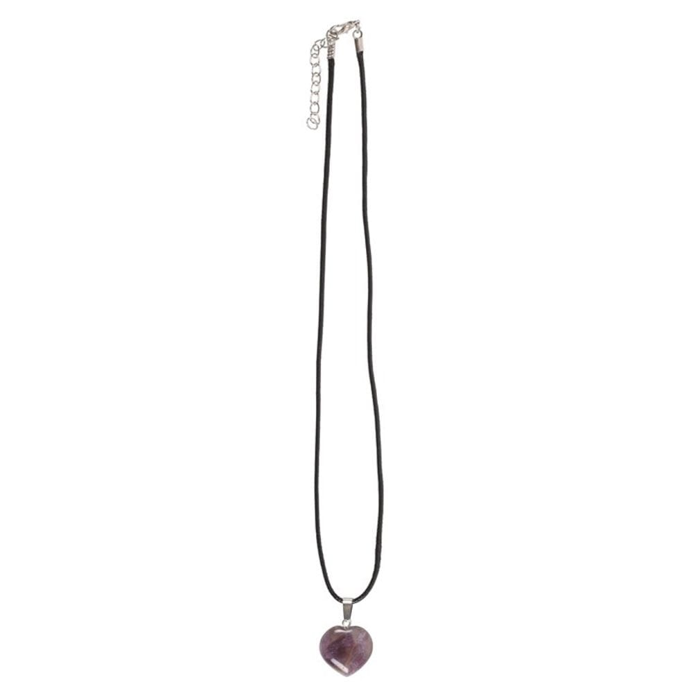 Amethyst Healing Crystal Heart Necklace Necklaces & Pendants N/A 