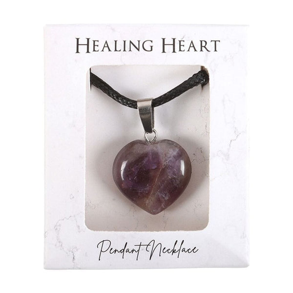 Amethyst Healing Crystal Heart Necklace Necklaces & Pendants N/A 