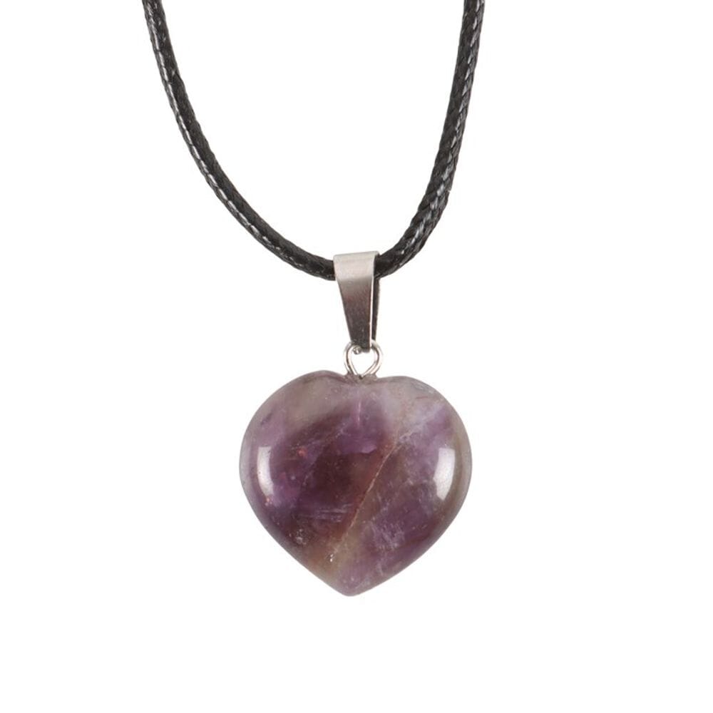 Amethyst Healing Crystal Heart Necklace Necklaces & Pendants N/A 