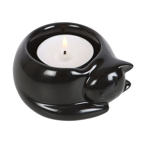 Black Cat Ceramic Tealight Candle Holder Candle Holders Secret Halo 