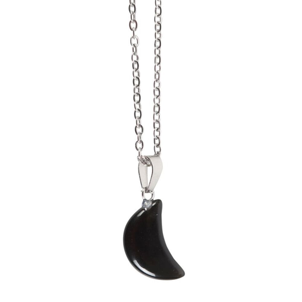 Black Obsidian Crystal Moon Necklace on Greeting Card Necklaces & Pendants Secret Halo 