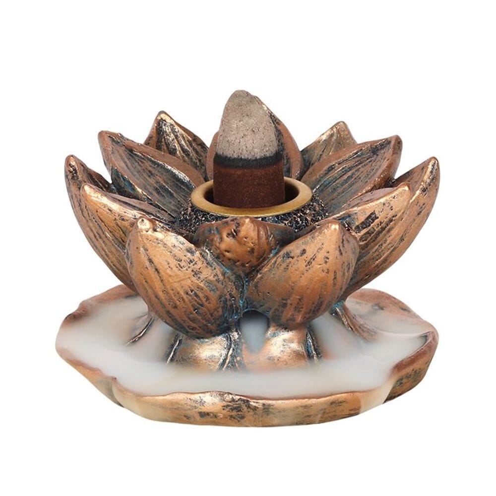 Bronze Lotus Backflow Incense Burner Home Fragrance Secret Halo 