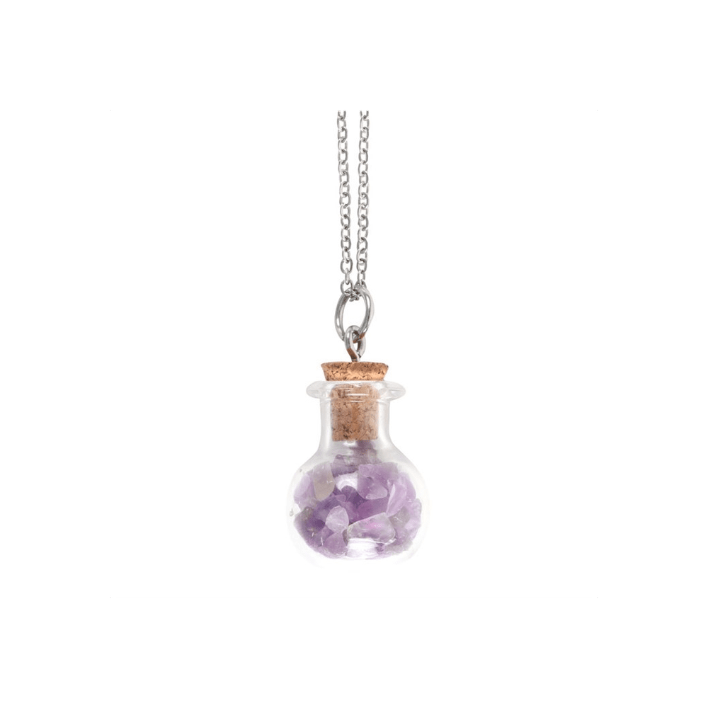 Calming Amethyst Crystal Chip Potion Bottle Necklace Crystals Secret Halo 