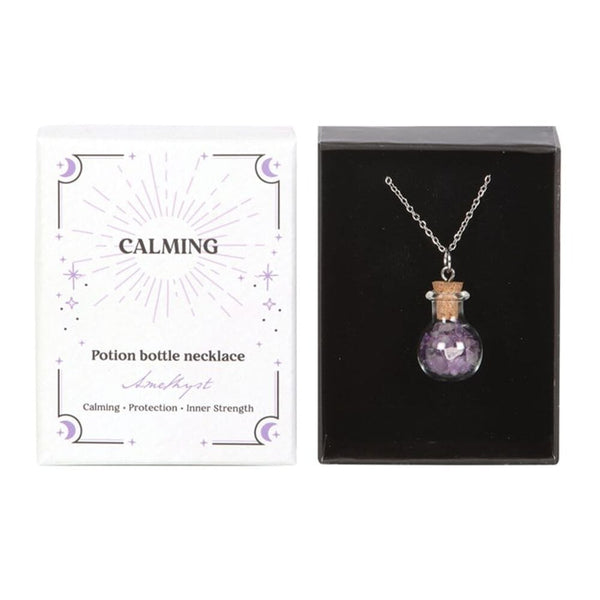 Calming Amethyst Crystal Chip Potion Bottle Necklace Crystals Secret Halo 