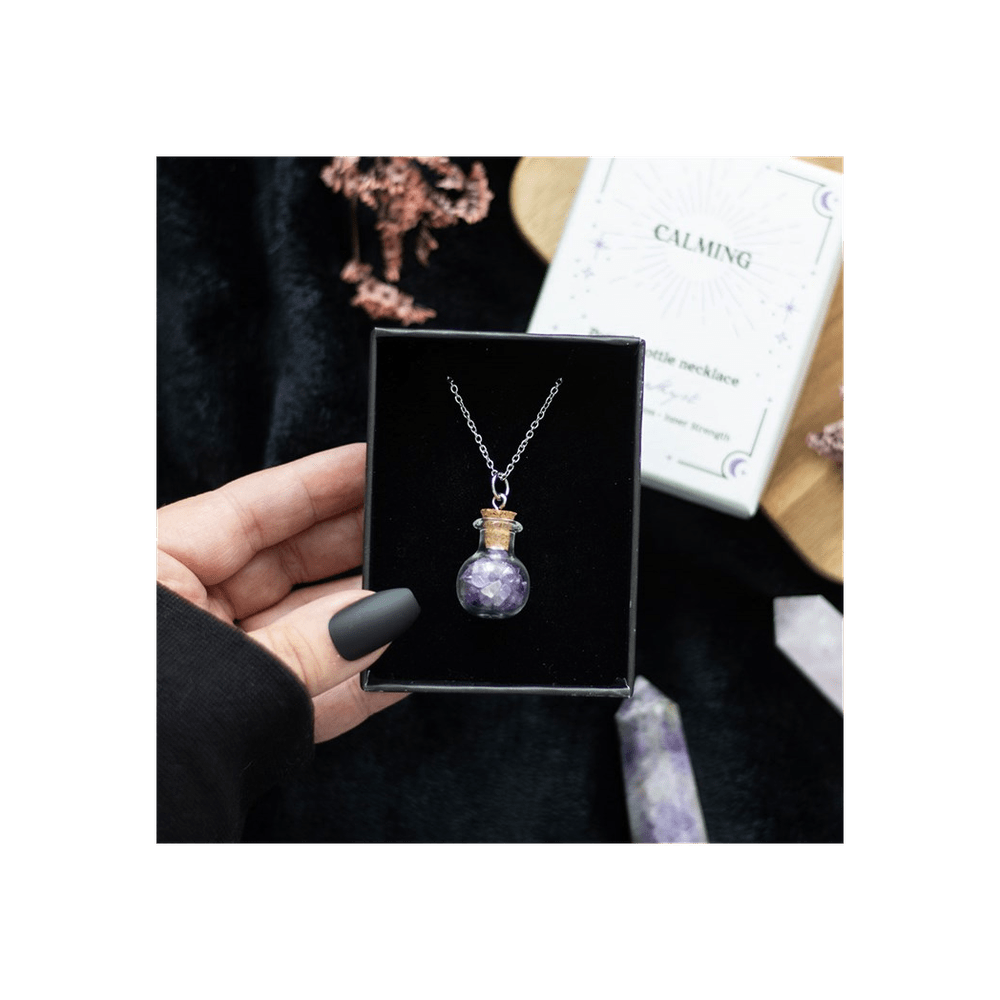 Calming Amethyst Crystal Chip Potion Bottle Necklace Crystals Secret Halo 