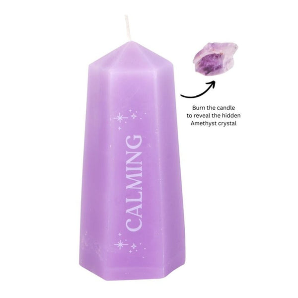 Calming Crystal Candle with Rough Amethyst Candles Secret Halo 