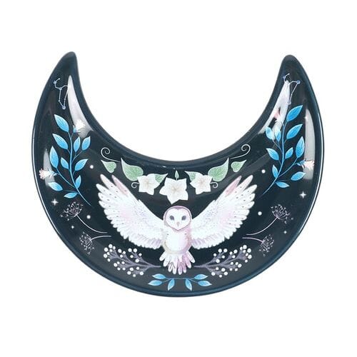 Crescent Moon Owl Trinket Dish Jewellery Storage Secret Halo 