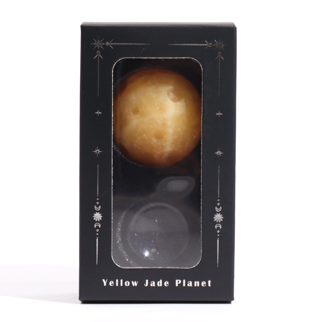 Crystal Planet on Goldstone Stand - Jade Crystals Secret Halo 