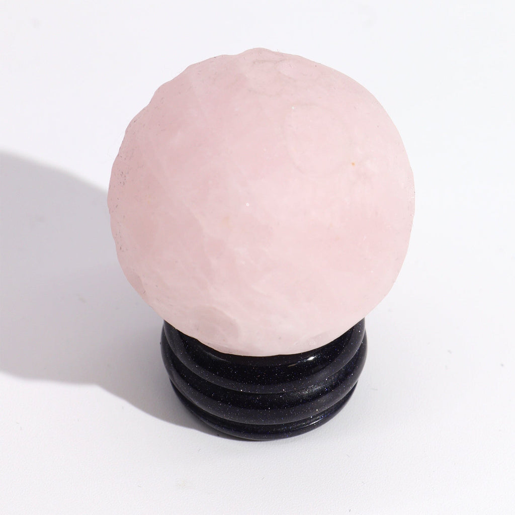 Crystal Planet on Goldstone Stand - Rose Quartz Crystals Secret Halo 