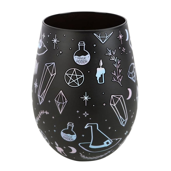 Crystal Witch Print Stemless Glass Glasses Secret Halo 