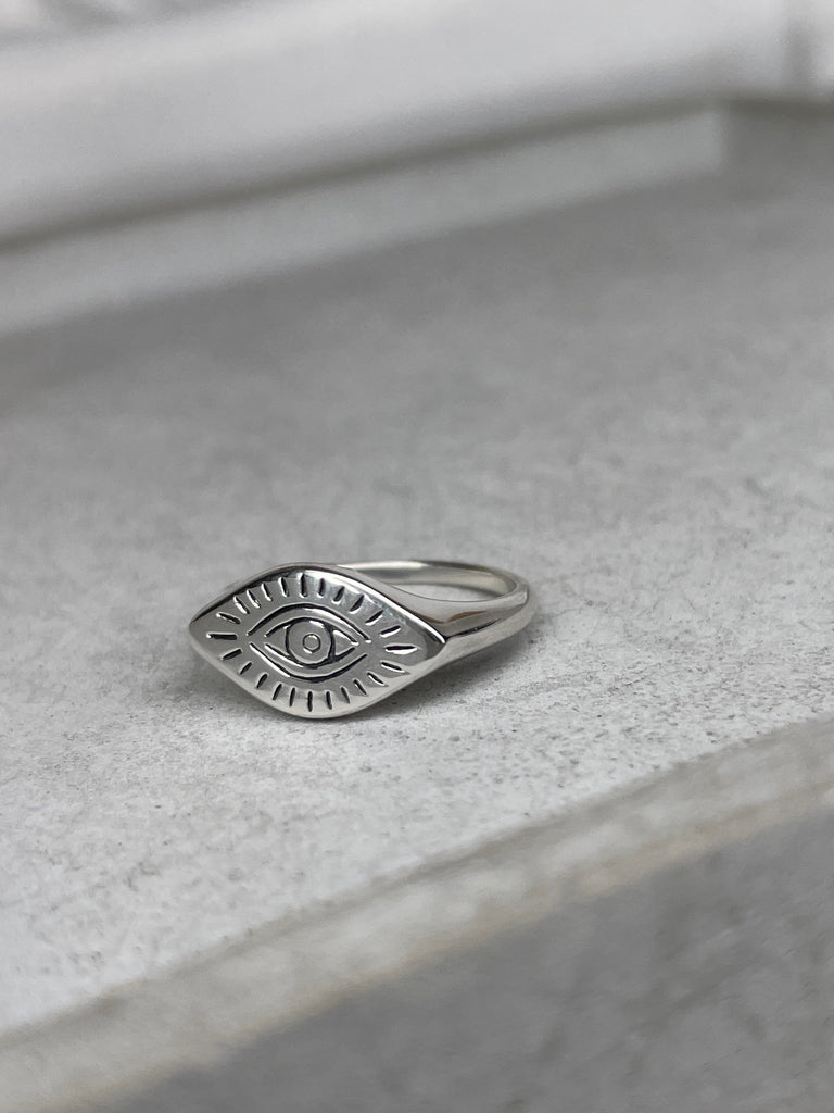 Evil Eye Silver Signet Ring Rings Secret Halo 