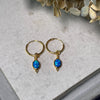 Gold Dreamy Sleepers - Blue Opal Earrings Secret Halo 