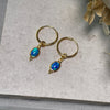 Gold Dreamy Sleepers - Blue Opal Earrings Secret Halo 