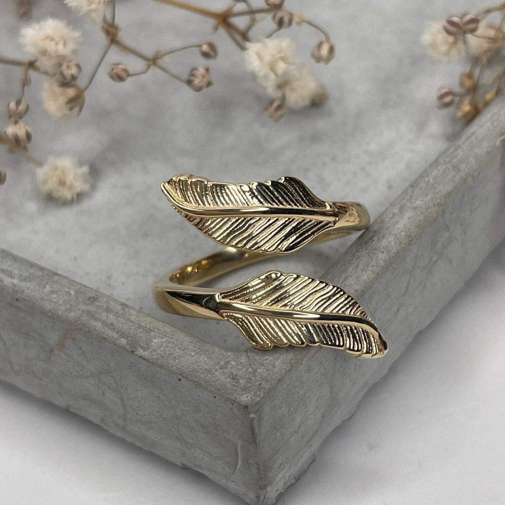 Gold Feather Wrap Ring Rings Secret Halo XXS 