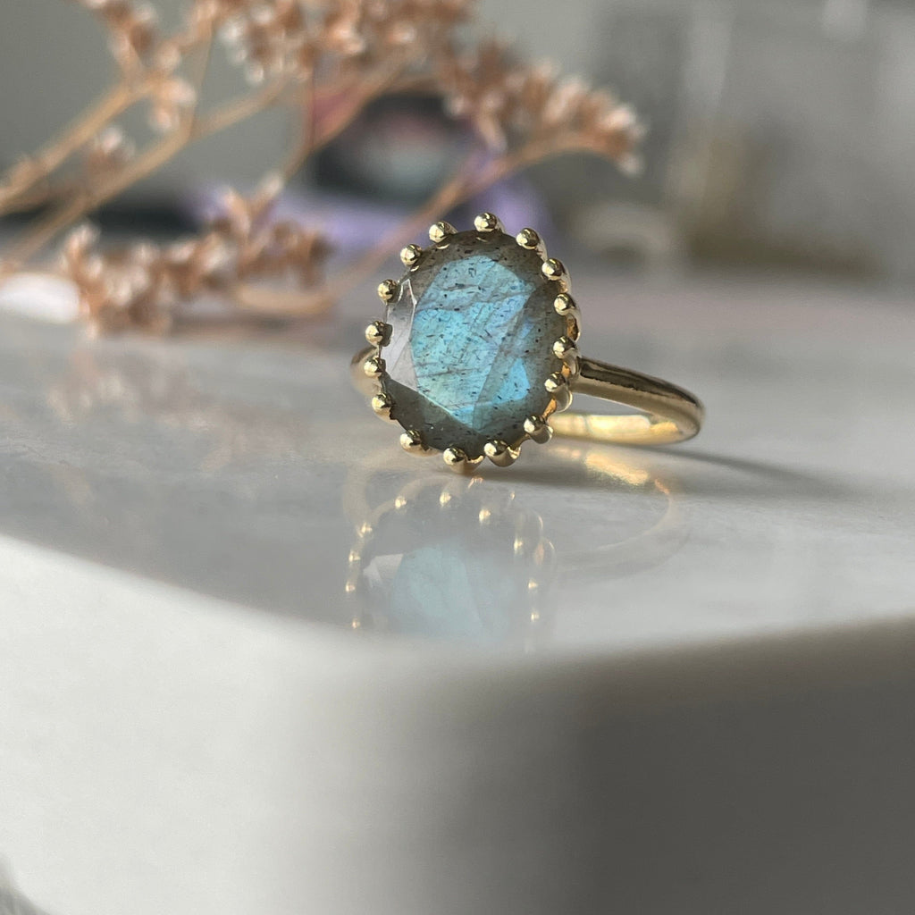 Labradorite Clawed Ring Rings Secret Halo Small 