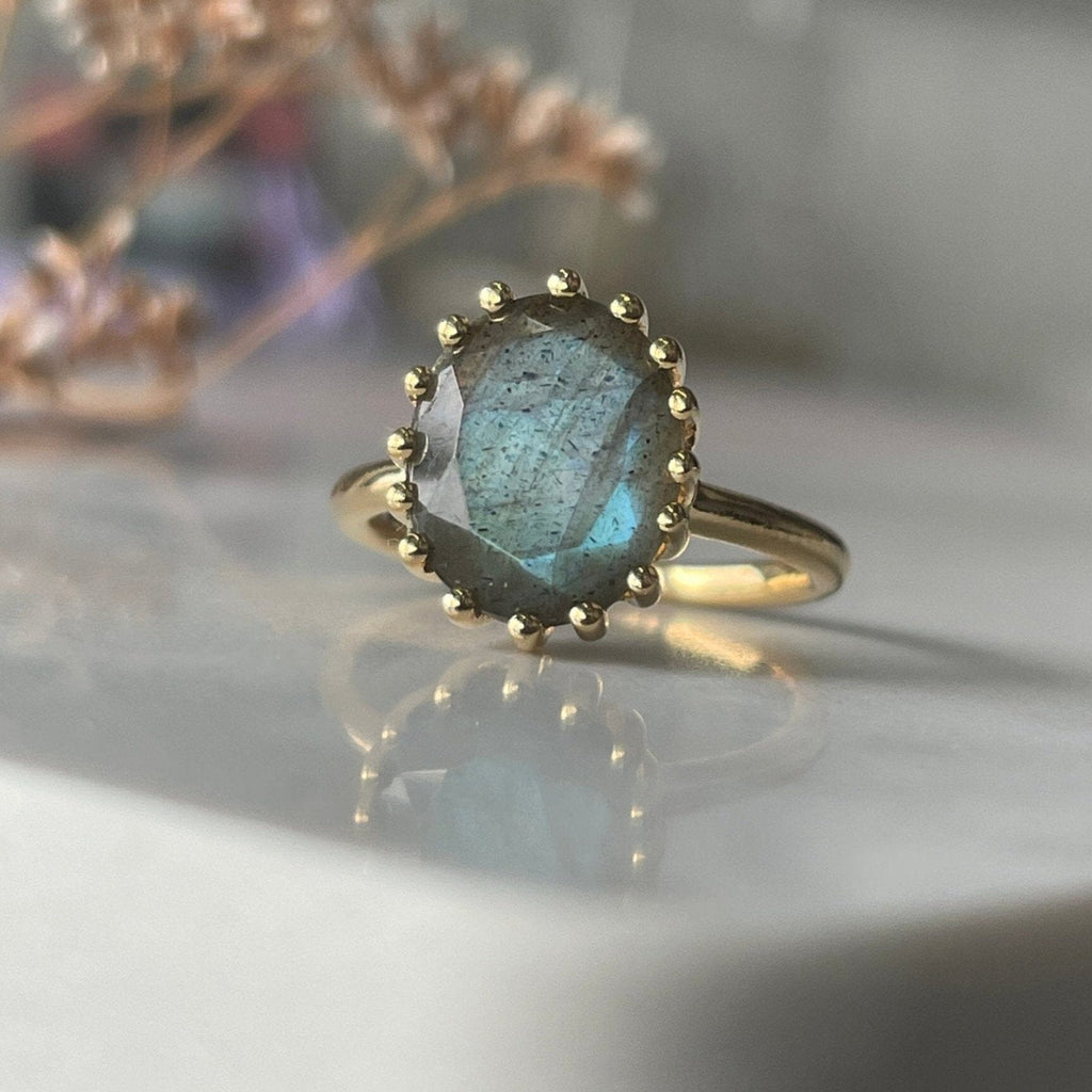 Labradorite Clawed Ring Rings Secret Halo XXS 