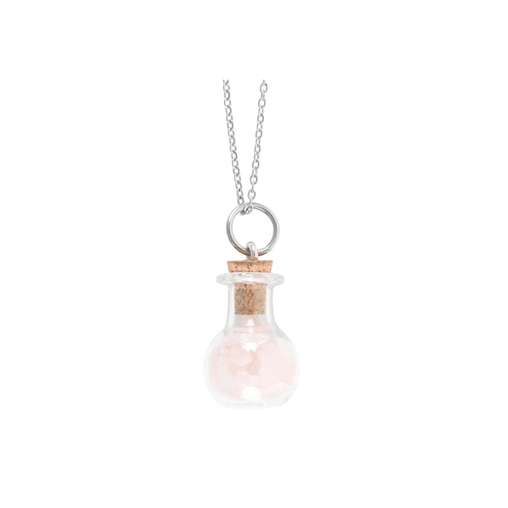 Love Rose Quartz Crystal Chip Potion Bottle Necklace Crystals Secret Halo 