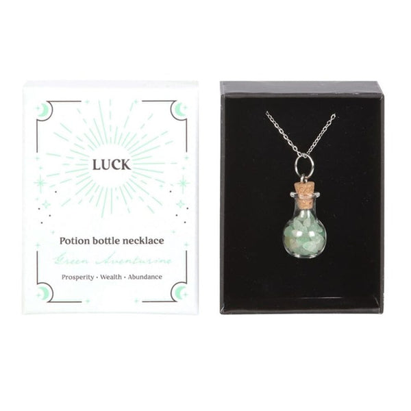 Luck Green Aventurine Crystal Chip Potion Bottle Necklace Crystals Secret Halo 