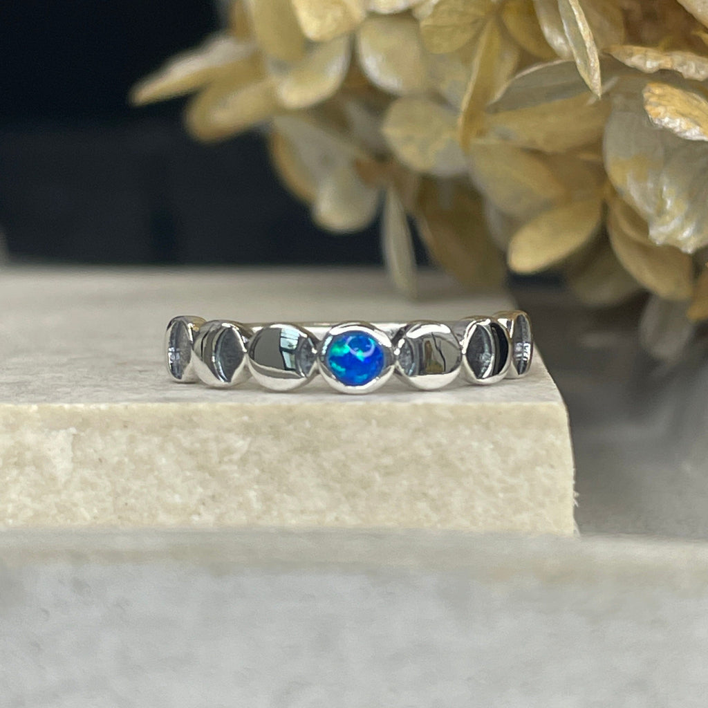 Lunar Phases Ring - Blue Opal Rings Secret Halo Medium 