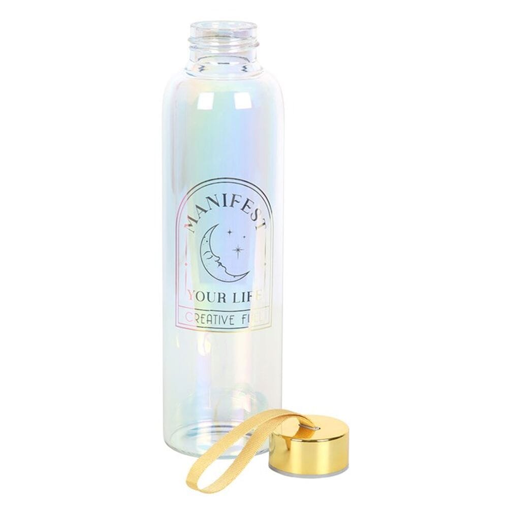 Manifest Your Life Iridescent Glass Water Bottle Gifts Secret Halo 