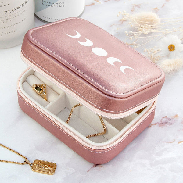 Moon Phase Jewellery Case - Pink Jewellery Storage Secret Halo White 