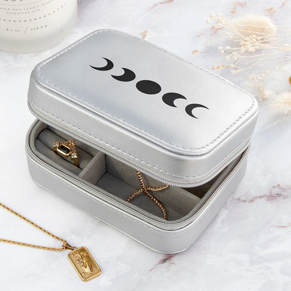 Moon Phase Jewellery Case - Silver Jewellery Storage Secret Halo 