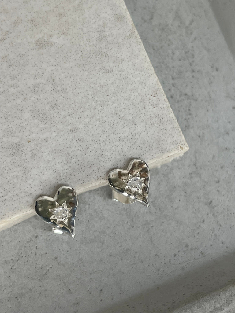 Moonstone Heart Studs Earrings Secret Halo 