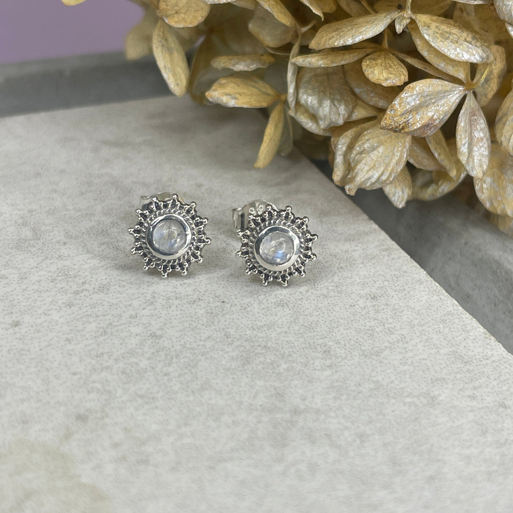 Moonstone Sun Studs Earrings Secret Halo 