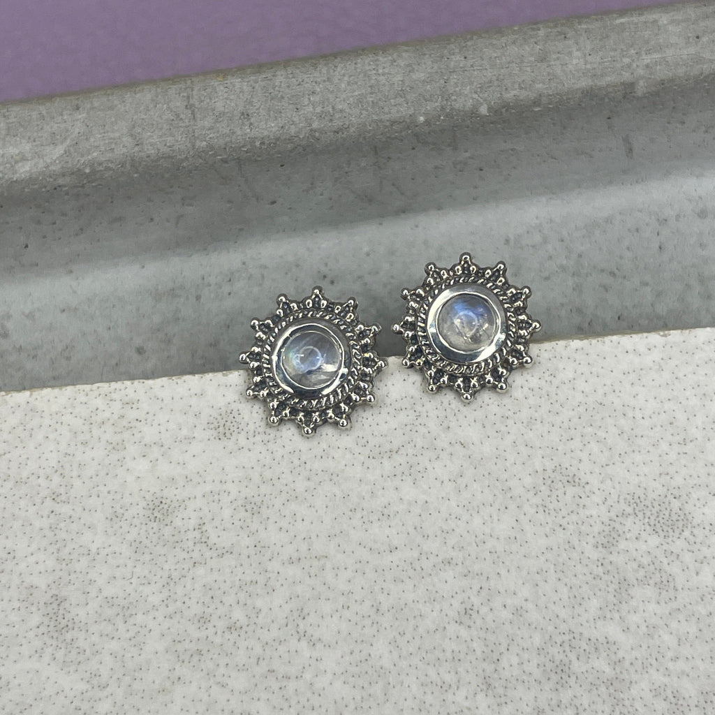 Moonstone Sun Studs Earrings Secret Halo 