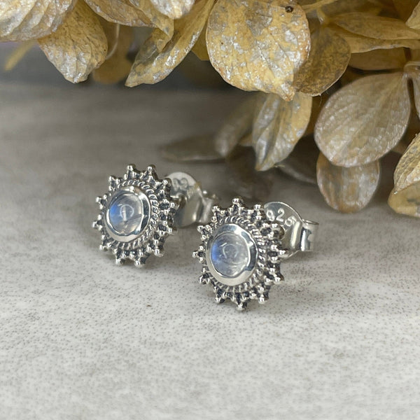 Moonstone Sun Studs Earrings Secret Halo 