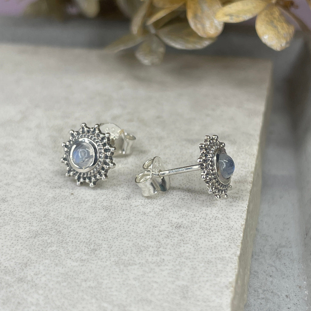 Moonstone Sun Studs Earrings Secret Halo 