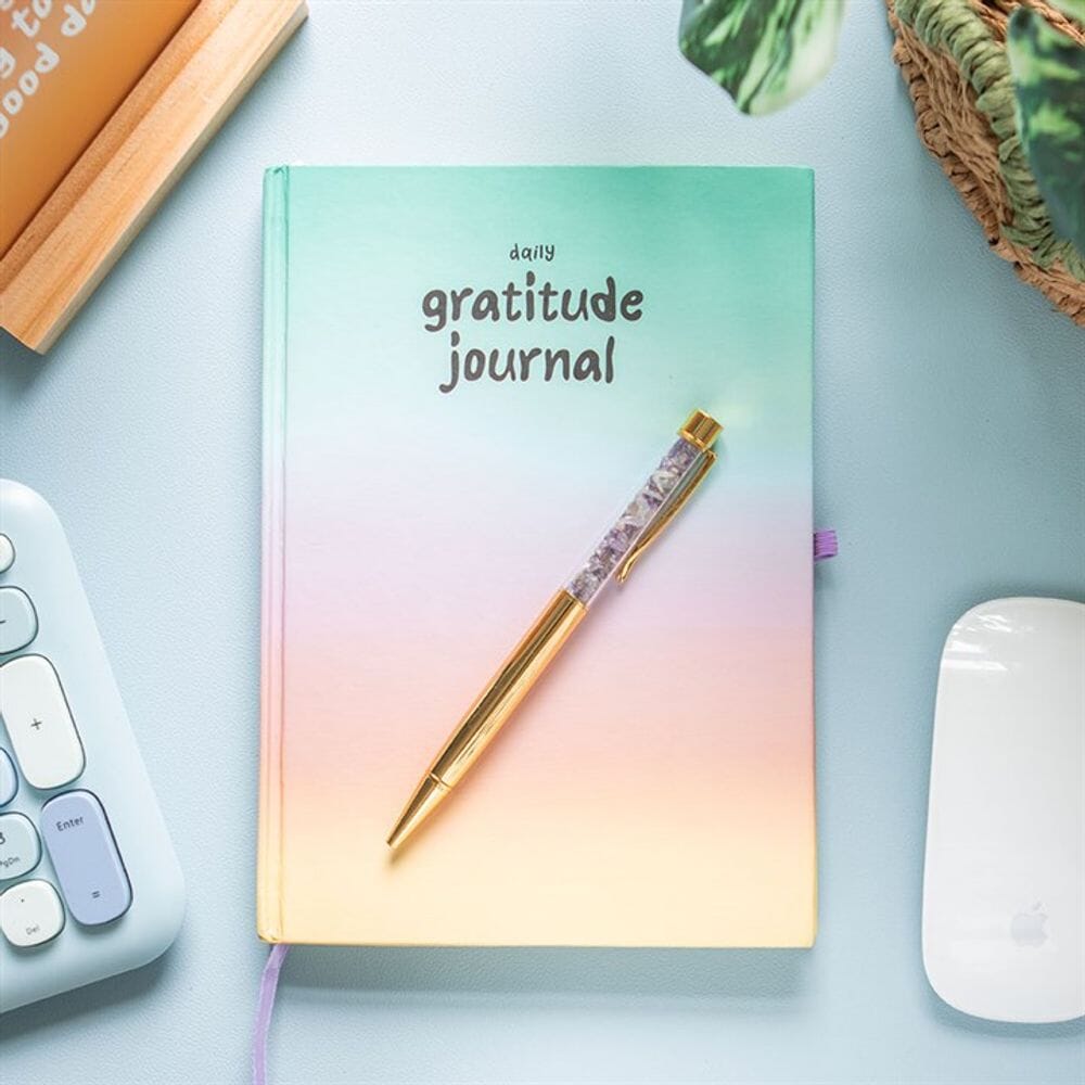 Multicoloured Gratitude Journal with Amethyst Pen Notebooks Secret Halo 