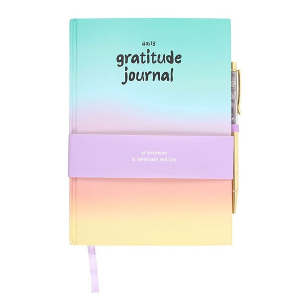 Multicoloured Gratitude Journal with Amethyst Pen Notebooks Secret Halo 