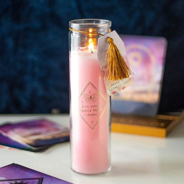 Mystic Rose Tube Candle with Rose Quartz Crystals Candles Secret Halo 