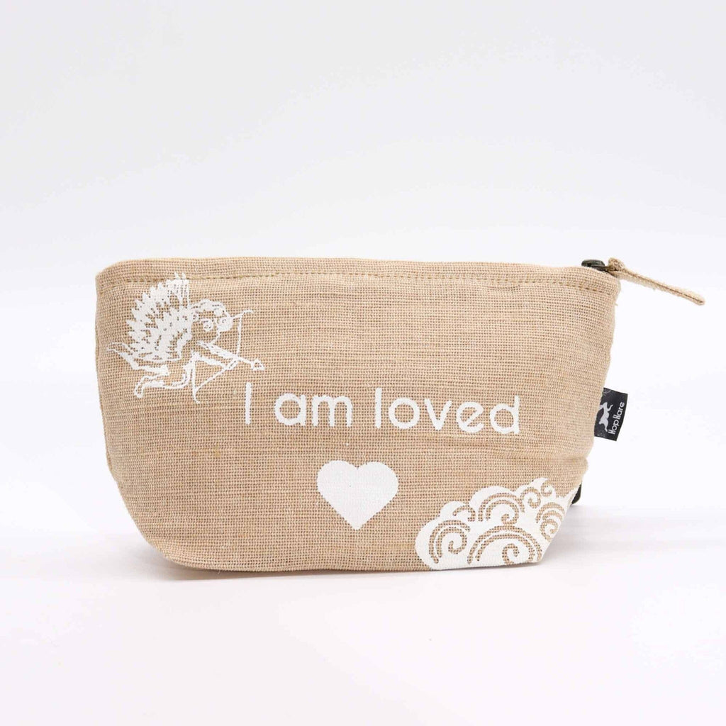 Natural Jute Pouch - I AM Loved Make-up Bags Secret Halo 