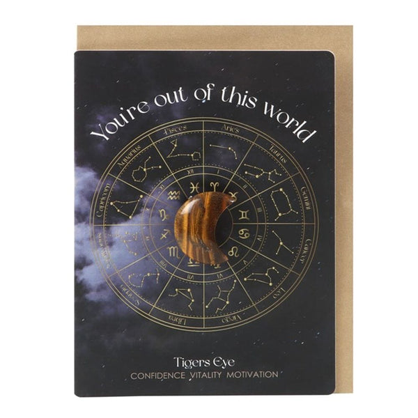 Out Of This World Tiger's Eye Crystal Moon Greeting Card Cards Secret Halo 