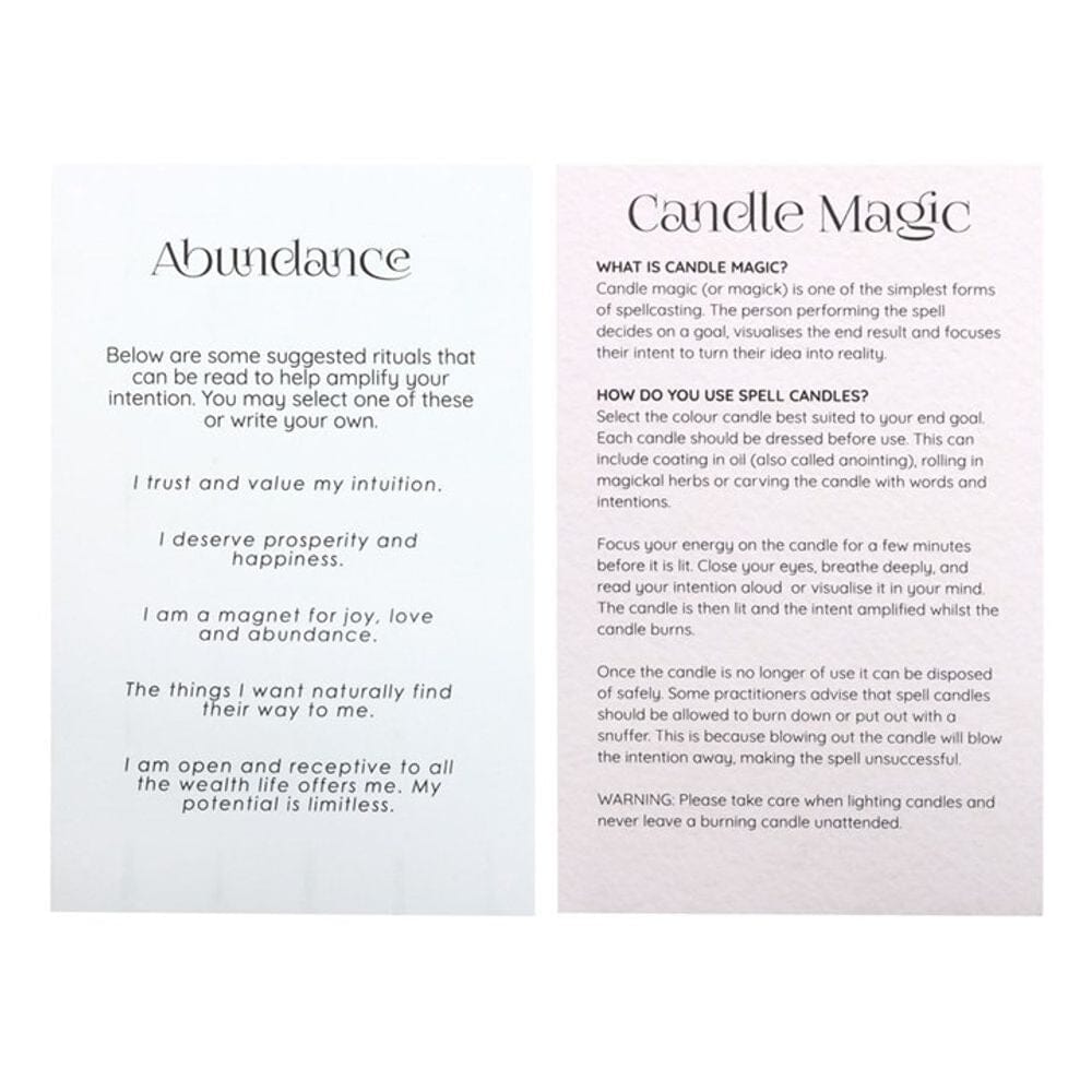 Pack of 12 Abundance Spell Candles Candles Secret Halo 