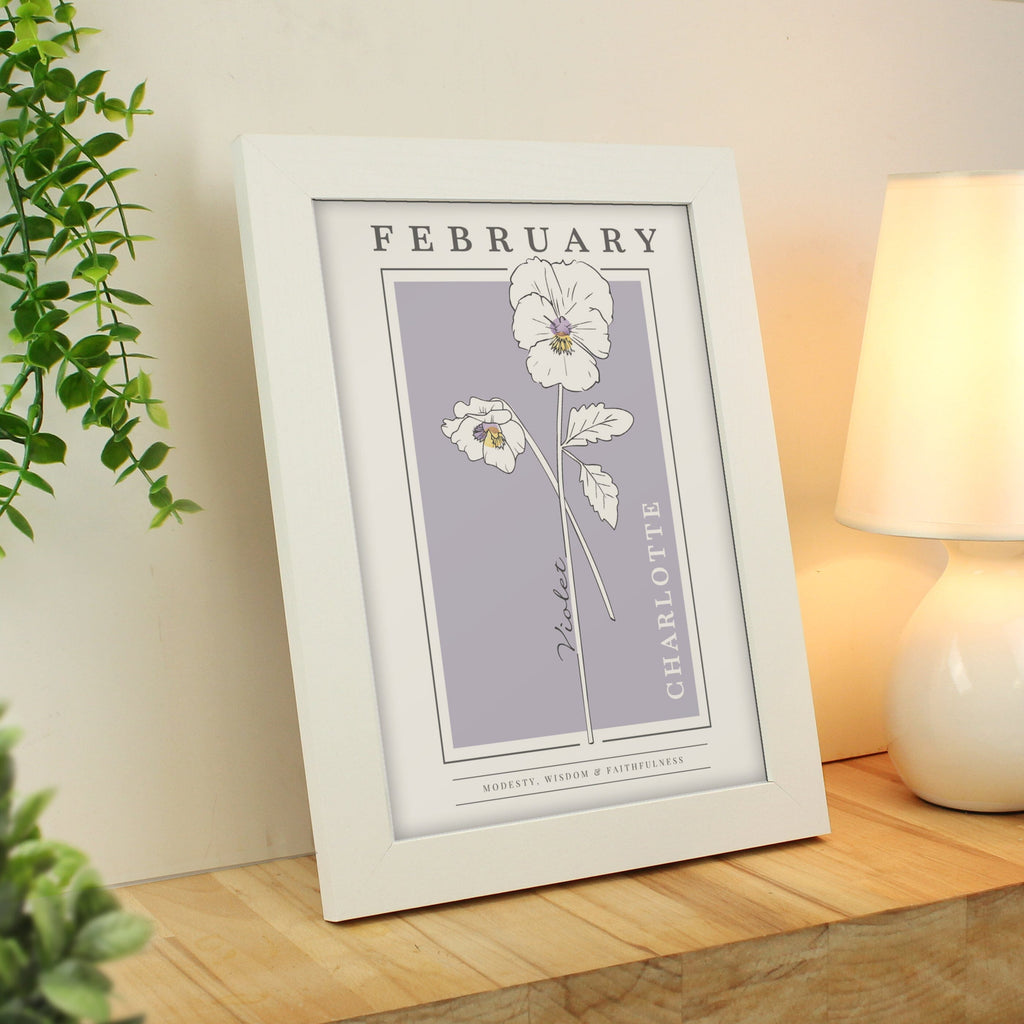 Personalised Birth Flower Framed Print Prints Secret Halo February 