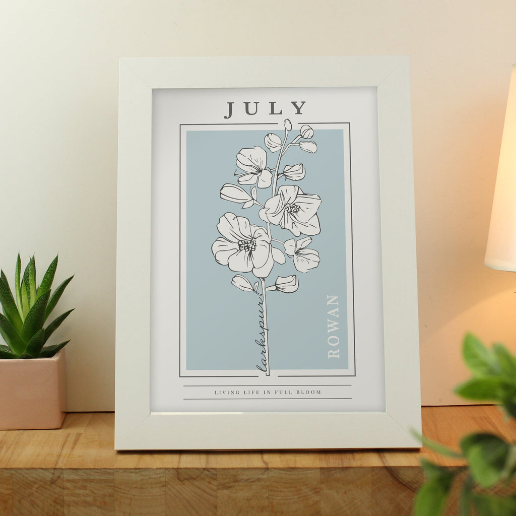 Personalised Birth Flower Framed Print Prints Secret Halo July 