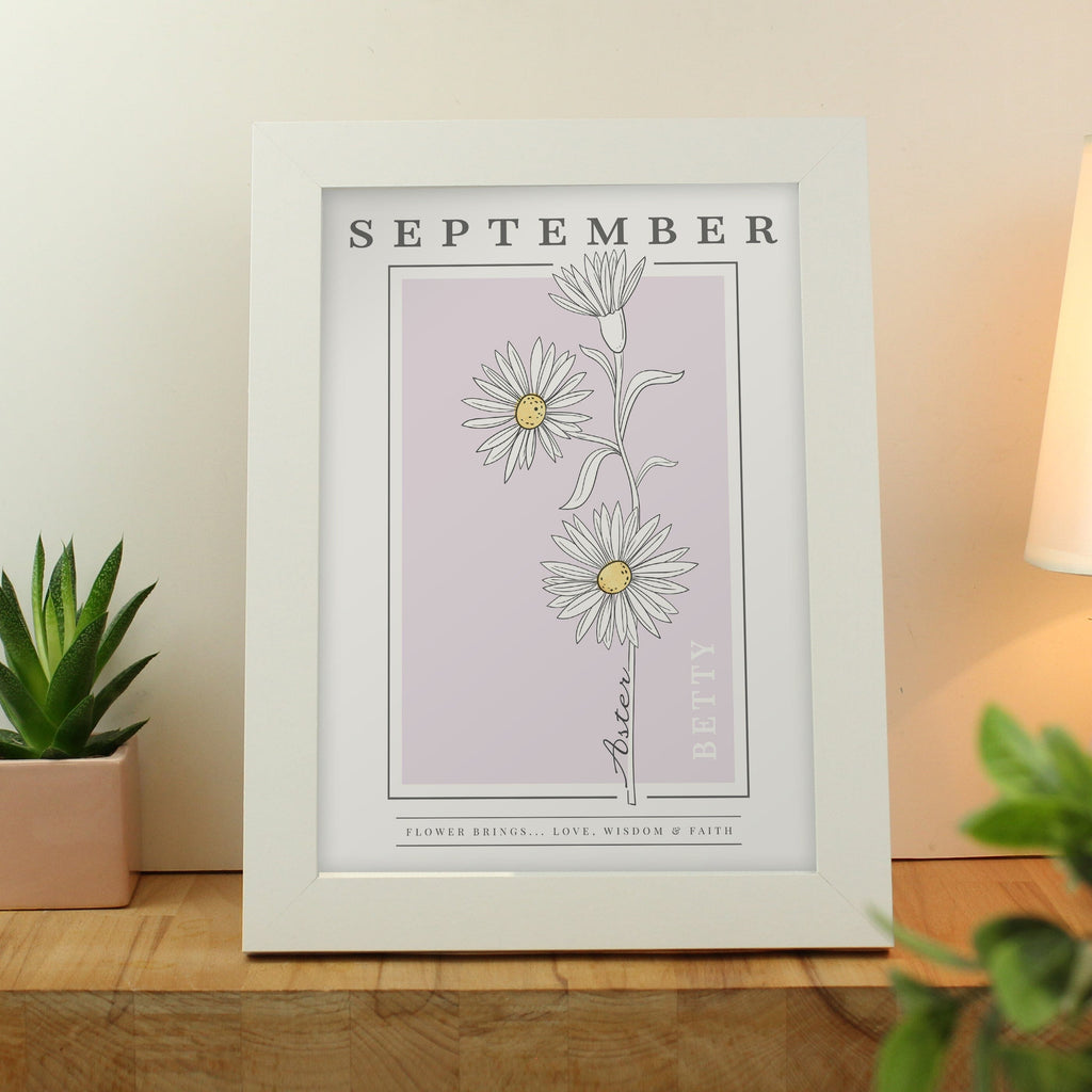 Personalised Birth Flower Framed Print Prints Secret Halo September 