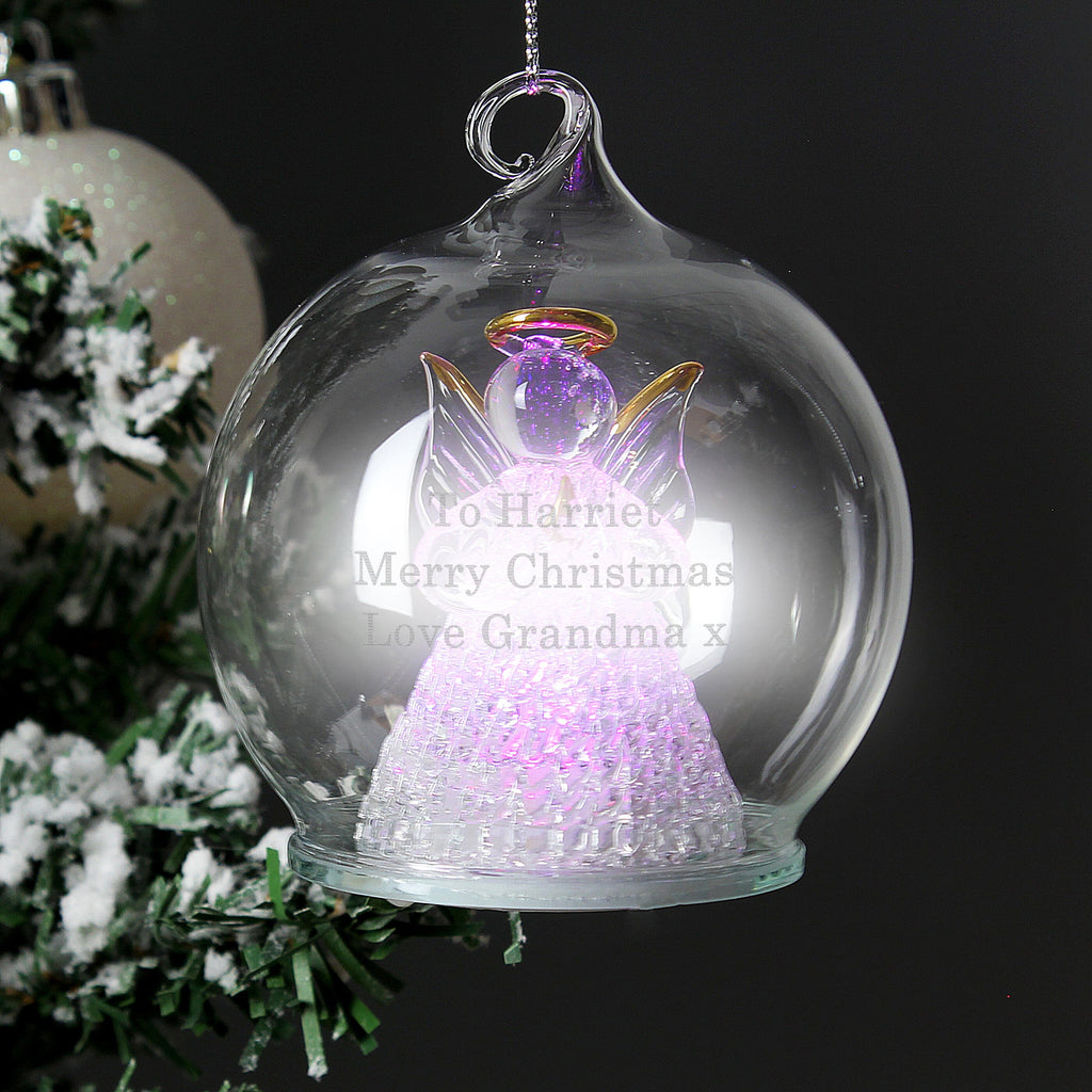 Personalised Christmas Angel LED Bauble Christmas Tree Decorations Secret Halo 