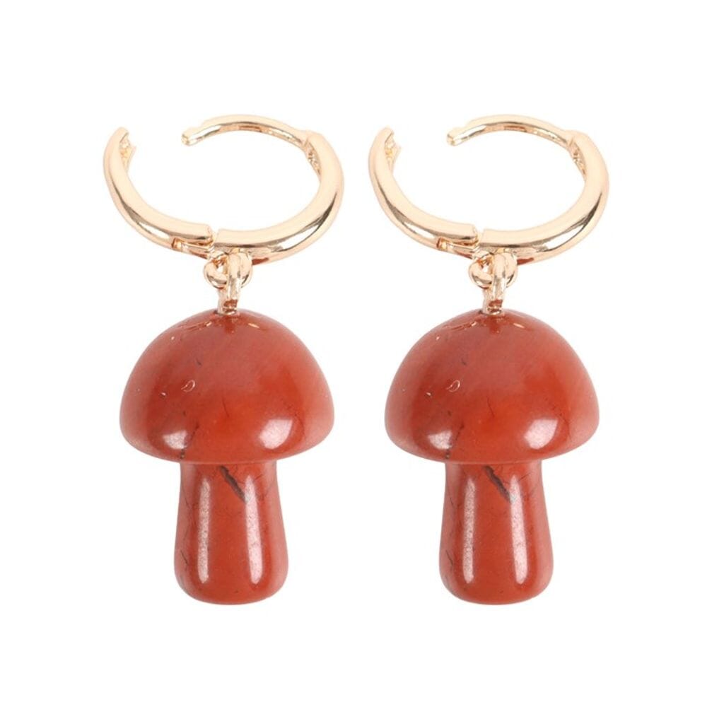 Red Jasper Crystal Mushroom Earrings Earrings Secret Halo 