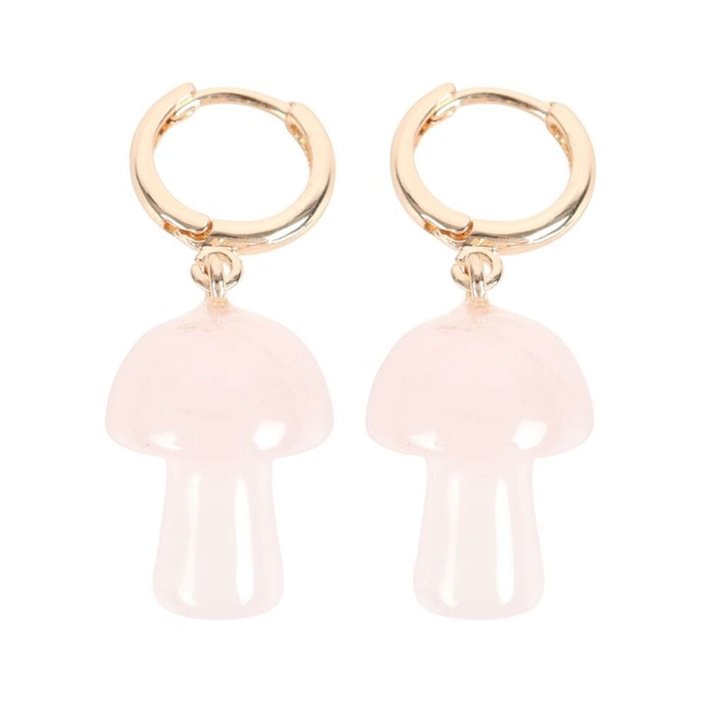 Rose Quartz Crystal Mushroom Earrings Earrings Secret Halo 