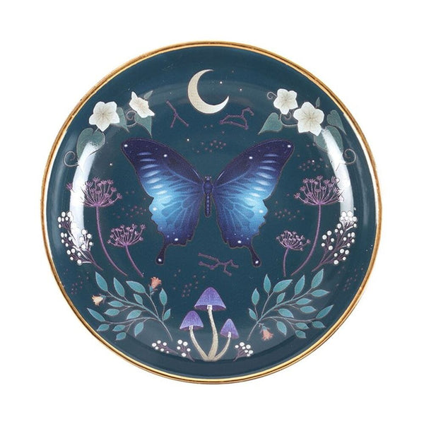 Round Midnight Moth Trinket Dish Jewellery Storage Secret Halo 